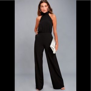 LULUS MOMENT FOR LIFE BLACK HALTER JUMPSUIT
